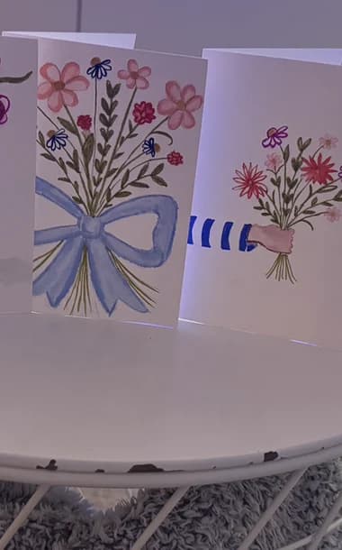 Blue Bow Bouquet Card